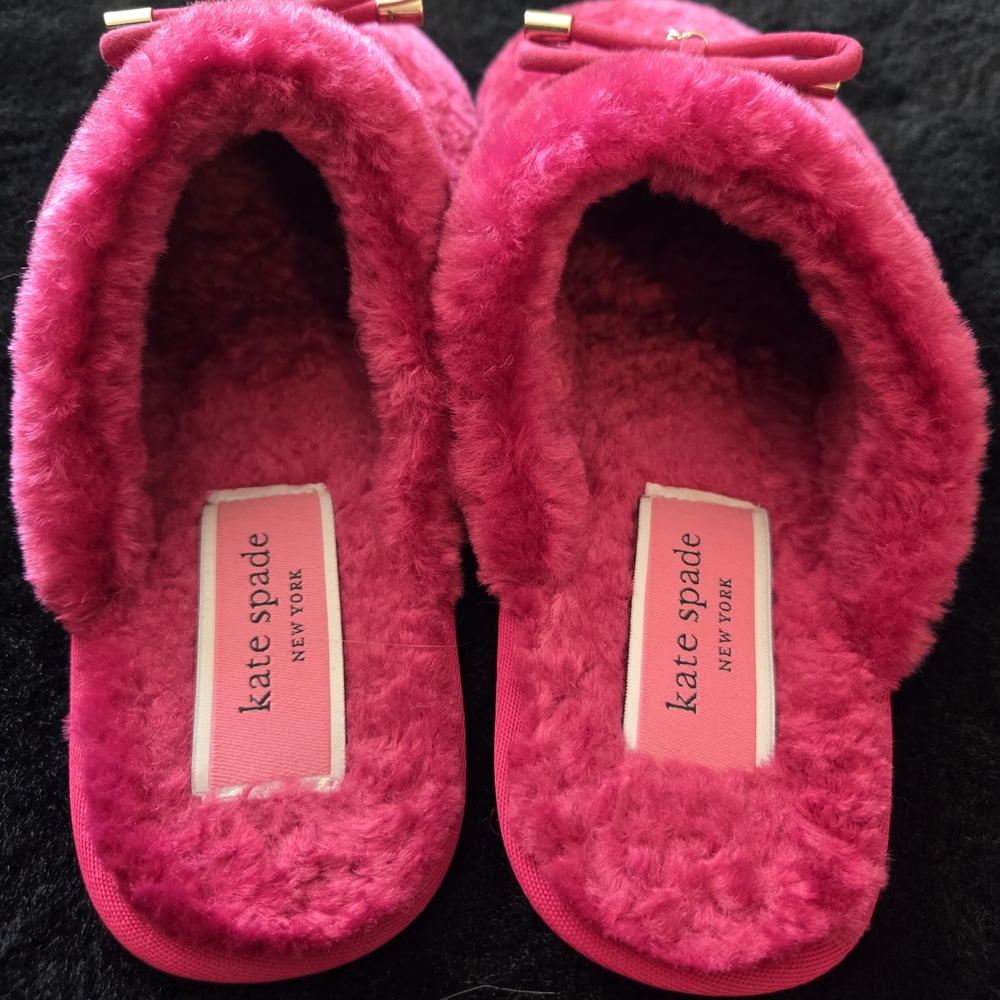 Kate Spade Pink Fuzzy Slippers
